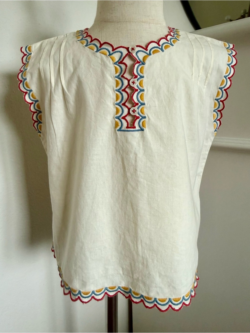 Misha & Puff Annika Top 5Y String Maypole Cream Rainbow Scallop